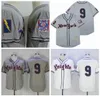 Mens New 9 Roy Hobbs York Knights The Natural Movie Baseball Jerseys Costurado Camisas 1939 100th Baseball Centennial Patch Cinza Wh4067784