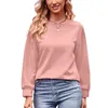 T-shirt da donna Tinta unita T-shirt oversize vintage Abbigliamento femminile Moda Autunno Tuniche Basic Casual Top Donna 2024 Camicia a maniche lunghe