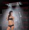 Wall Mounted Bath Shower Set with LED Ceiling Shower Head Thermostatic Panel Luxury Bathroom Shower Rain Waterfall Bubble Mist H7096728