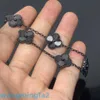 2024Jewelry Designer Vans Four-Leaf Clover Bracelet Lucky Clover Five FlowerbedidedBracelet Black Laser Unisex