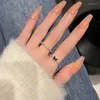 Cluster ringen punk zirkon zwarte vlinder voor vrouwen meisjes mode eenvoudige hartvinger 2 van de set zoete cool trendy sieradencadeau