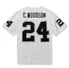 Dikişli Futbol Forması 24 Charles Woodson 1998 Siyah Mesh Retro Rugby Formaları Erkek Kadın ve Gençlik S-6XL