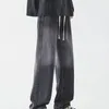 Jesienne dżinsy męskie luźne, proste legalne, szerokie amerykańskie czarne spodnie z