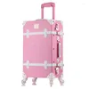 Suitcases BeaSumore Retro PU Leather Rolling Luggage Set Spinner Women's Handbag Suitcase Wheel Trolley Vintage Women Cabin Travel Bag