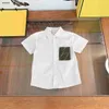 Luxury Child Shirt Contrast letter printed pocket baby short sleeved Size 110-160 CM kids designer clothes girls boys Blouses 24Feb20