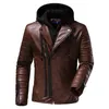 Veste rouge à capuche en cuir PU pour hommes, veste de moto de personnalité, grande taille, vêtements à la mode pour hommes 240304