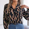 Women's Blouses Long Sleeve Shirt Loose Fit Striped Elegant Lapel for Women Stylish Blouse with Single-breasted Design