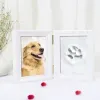 Frame 2 Fold 5 Inch Creative Pet Dog Cat Paw Print Pet Footprint Handprint With Mud Hand Footprint Commemorative Photo Frame Ornament