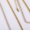 Nouveauté vente chaude strass brillant finition dorée Miami chaîne à maillons cubains collier en acier titane Bracelet