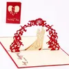 1 unids 3D Pop Up Tarjetas de felicitación con sobre Tarjeta postal cortada con láser para cumpleaños Navidad Día de San Valentín Fiesta Decoración de boda 240301
