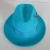 Modna moda fedoras wełniana czapka męska Jezioro Blue Jazz Classic Light Feel Fedora Hat Fedfath Cowboy B-8119 Wide Brim Hats250b