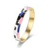 Fysara toppsäljande mode rostfritt stål öppen armband för kvinnor guld geometriska färgglada emaljmålade armband bröllop smycken 240228