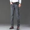 Jeans d'affaires pour hommes, décontracté, droit, extensible, mode classique, gris, noir, pantalon de travail, en Denim, vêtements de marque, 240227