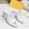 luxury sandals leather summer high-heeled women's shoes fashion designer beach letter slippers casual all-match style