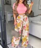 Stylish Sexy Women's Two Piece Pants Fashion Suits SummerPrinted Vests Female Casual Suit Plus Size S-XXXXL