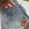 Damesjeans jeans designer broek mode kitten letter borduurwerk cartoon grafische broek luxe rechte denim broek 240304