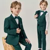 Abito principe bambini verdi jakcet giubbot pantaloni a bowtie per pianoforte abito da festa cerimonia cerimonia per matrimoni Camera abito per bambini costume
