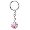Keychains Beautiful Peach Blossom Glass Dome For Women Brilliant Flowers DIY Key Ring Female Bag 2024 Fashion Jewelrys