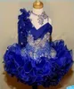 Cute Girl039s Glitz Abiti da spettacolo Royal Blue Perline di pizzo Abiti da festa di spettacolo di cristallo Ragazza a livelli Bambino7451034