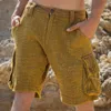 Shorts pour hommes Mode décontractée Patchwork Poches Cargo Hommes Vêtements Tendance d'été Pantalon imprimé 2024 Pantalon boutonné à taille moyenne