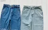 Damen-Jeans, Designer-Jeans, hohe Taille, ausgehöhlte Stickerei, Loewe, lange Hosen, Hosendekoration, Reißverschluss, lässige blaue gerade Denim-Hosen, undefiniert 240304