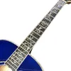 Guitarra acústica de madeira maciça com perfil de madeira maciça azul celeste série J200 de 43 polegadas