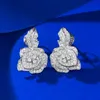 Charm Flower Moissanite Elmas Sapı Küpe% 100 Gerçek 925 STERLING Gümüş Söz Düğün Küpeleri Kadın Parti Takı Hediyesi