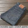 Jeans OpenCrotch Pants Jeans Men's Slim Fit Casual Pants Invisible Zipper Couple Dating Sex Free Off Straight In Free Woman Jeans