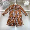 Brand baby two-piece set Long sleeved child tracksuits Size 100-150 kids designer clothes boys check shirt and shorts 24Feb20