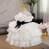 Robe princesse à fleurs longueur thé pour filles, tenue de bal en Organza, robes de fête de mariage, de noël, robes de premier anniversaire pour filles