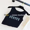 Monogram Printed Knit Vest Sleeveless Tank Top Breathable Cropped Knitted Pullover Summer Women Sweatshirt