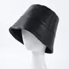 New Autumn Winter Women Hats Fashion Lady PU Leather Waterproof Bucket Rain Hat Foldable Fishmen Cap Whole 201104275S