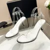 PVC Sexy Stiletto Women Sandals Buckle Strap Studded Ankle Wrap Party Wedding Shoes Bride Thin Heels Femme