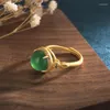 Cluster Rings Panjbj 925 Sterling Silver En Jade Ring for Women Girl Gift Geometry Zircon Vintage Round Grace Jewelry Drop