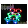 Outros suprimentos de festa de evento Dhs LED Light Decor Vidro Plástico Brilho Óculos Up Brinquedo para Crianças Celebração Neon Show Ano de Natal Dro Dhkrm