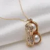 Pendant Necklaces Design Women Jewelry Simulated Pearl Peanut Short Style Necklace Trendy Plant Accessories Neck Chain1294C
