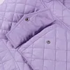 Kvinnors down dragkedja Plaid Cotton Jacket Short Press Line Pocket Lapel Coat Warm Slim Jackets Korean Stil 2024 Autumn Winter