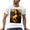 Erkek tankı, bira lekeli bir dudakla Mona Lisa'nın tepesinde. Sanat boyama duvar çerçevesi tişört gömlekleri grafik tees erkek t rahat şık