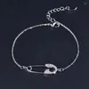 Link Bracelets LEEKER Shiny Pin Shape Charm Bracelet Rose Gold Silver Color Chain Tiny Crystal Friendship Bijoux Femme On Hand ZD1 K2