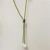 Choker Olive Green Crystal Beads 계곡의 흰색 백합 밸리 이중 레이어 여성을위한 목걸이 다양한 착용 방법 도매