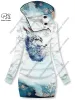 Vestidos 3d impressão natal floco de neve série animal bonito raposa padrão gola especial feminino longo camisola vestido casual e quente