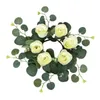 Decorative Flowers Candle Ring Wreath Artificial Rose For Dinner Restaurant Holiday