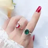Bagues de cluster à la mode cristal mariage cubique zircone rose or couleur rouge bleu vert violet bijoux de mode pour les femmes goutte