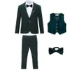 Costume adolescent Kids Ceremony Tuxedo Dress Children Photograph Photography Party Performing Performance Costume garçons Green Dark Green Party