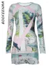Robes décontractées BOOFEENAA imprimé à manches longues court Y2k Streetwear tendance moulante mini robe automne femme vêtements 2024 C95-BH24