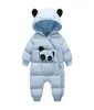 OLKID 2020 Kış Bebek Snowsuit Karikatür Panda Kalın Sıcak Yenidoğan Bebek Kız Tulum Toddler Snow Suit Bebek Erkek Boy Tulum L5594625