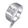 Custom Wide Band 1ct Round Moissanite Male Wedding Ring 18k White Gold Designs Engagement Rings for Men