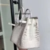 Totes Handtasche aus echtem Leder L 2024 Neue Krokodiltasche Himalaya-Ledertasche Echte handgehaltene Krokodilleder-Damentasche