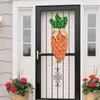 Decorative Flowers Easter Wreath Signs Teardrop Carrot Happy Door With Bow Artificial Swag For Front Wall Decor