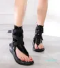 Kvinnor skor platt häl rom sandaler andas sommar flip flops rivet gladiator sandal mode äkta läder gummi sole chaussures skor